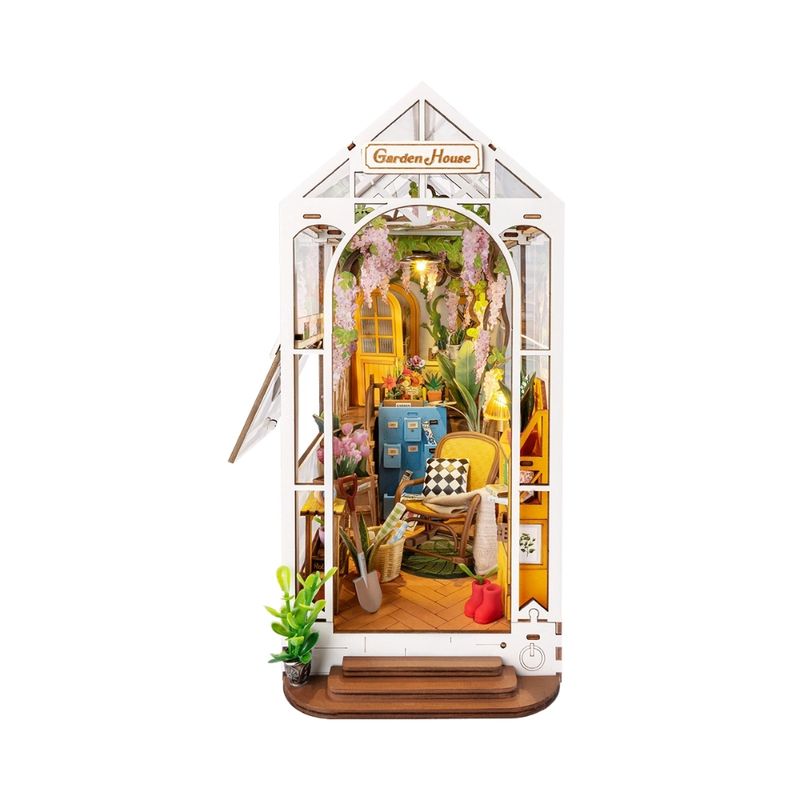 ROKR Holiday Garden House Casa Miniatura 3D de Madera con Jardín y Luz LED 600-1540
