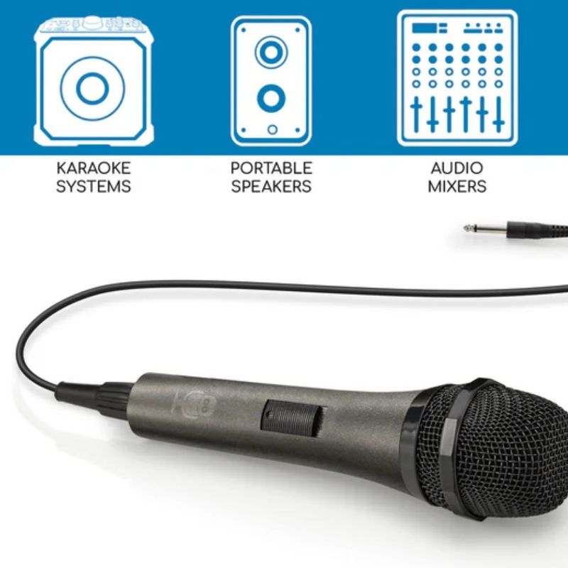SINGING MACHINE Micrófono con Cable Unidireccional para Karaoke y Equipos de Audio 420-8193