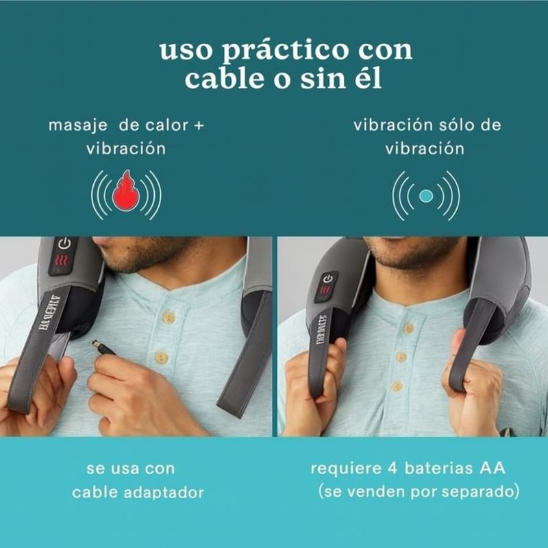 HOMEDICS Masajeador de Cuello Pro Therapy con Vibración y Calor - Tu Terapeuta Personal para el Cuello 630-6153