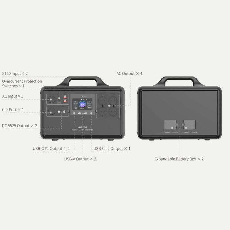 MAXIPOWER Estación de energía portátil S2200-Pro con batería de 2240Wh y 4 salidas AC de alta potencia 610-6192