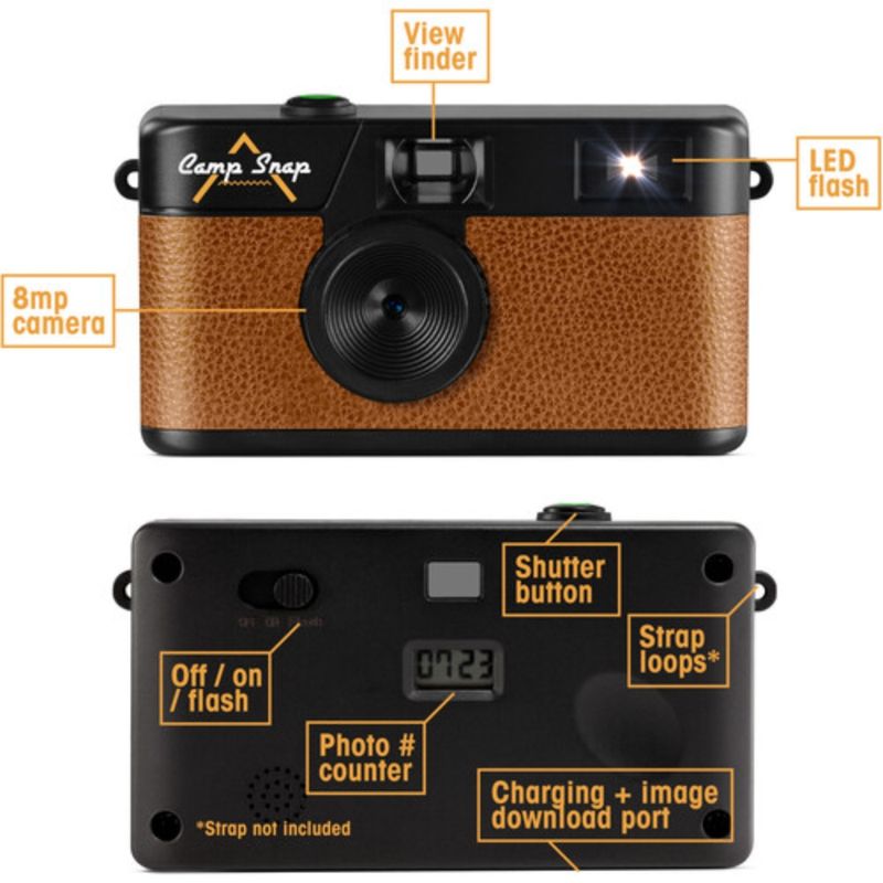 CAMPSNAP Cámara Digital Vintage Compacta, Flash Manual y Memoria para 2000 Fotos Color Café 160-6223