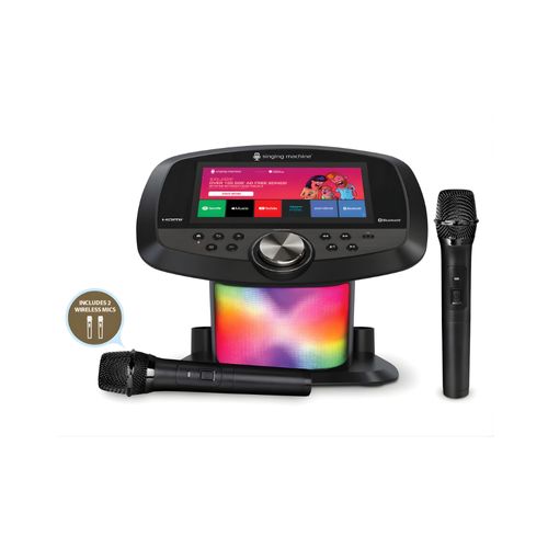 Sistema de Karaoke Singing Machine con Pantalla Táctil de 10", Bluetooth y Micrófonos Inalámbricos